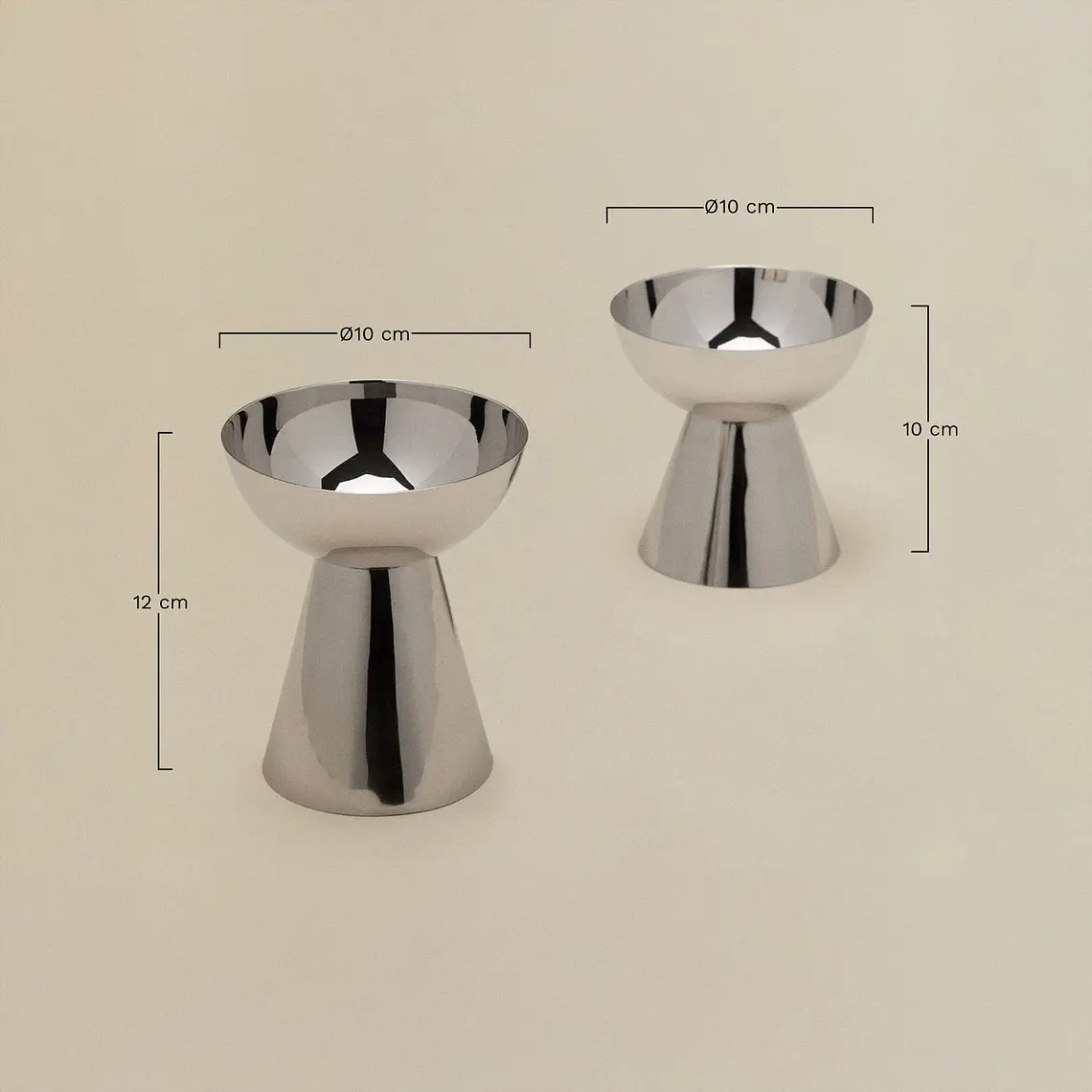 Set de 2 candelabros en acero inoxidable Zora 7