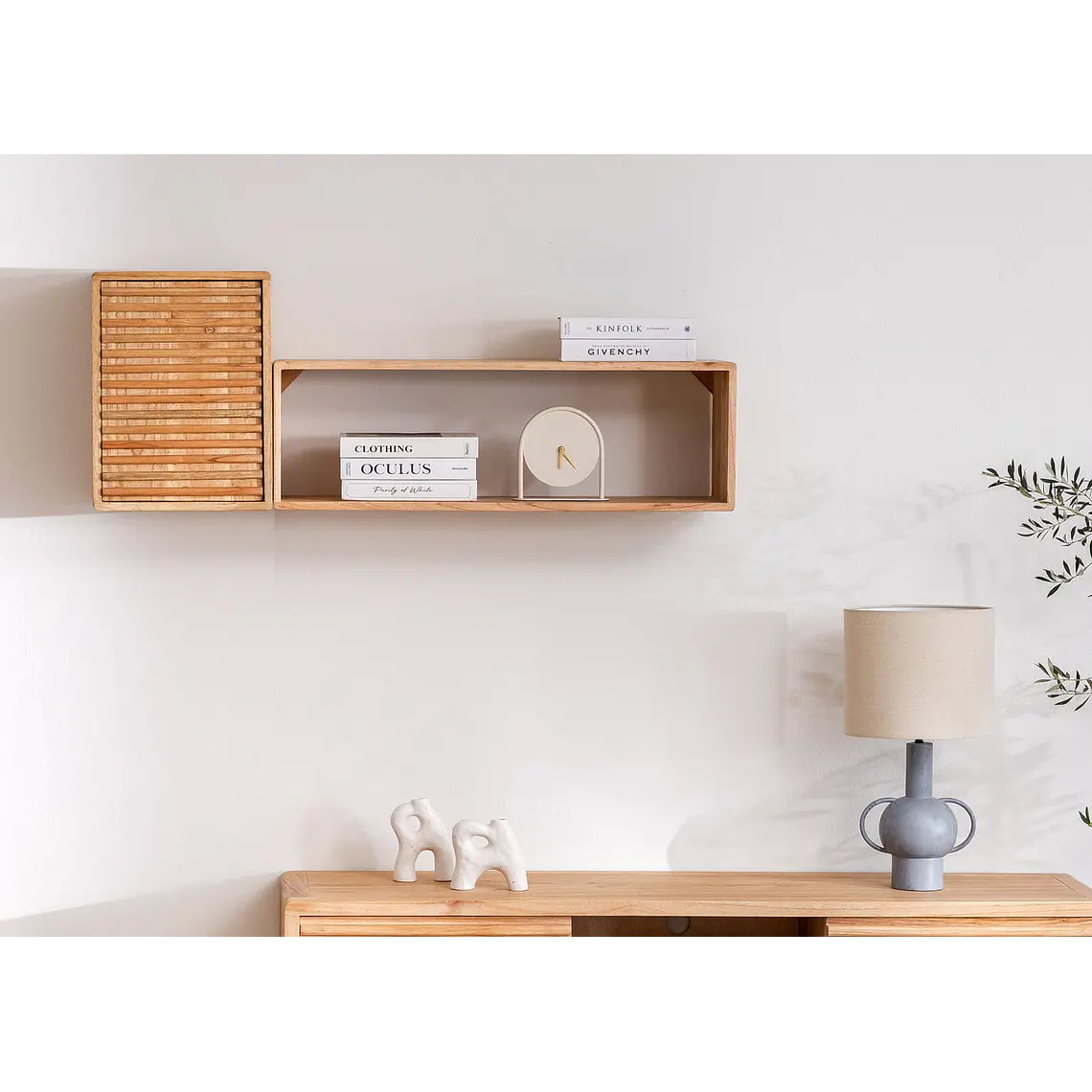 Set de 2 estantes de pared en madera 1