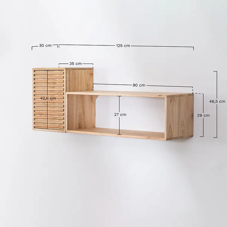 Set de 2 estantes de pared en madera 12