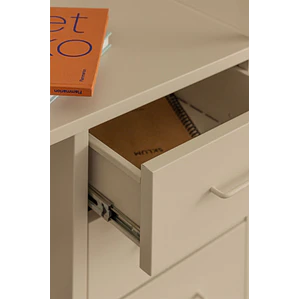 Set de escritorio con cajones, cajonera y estantería en acero