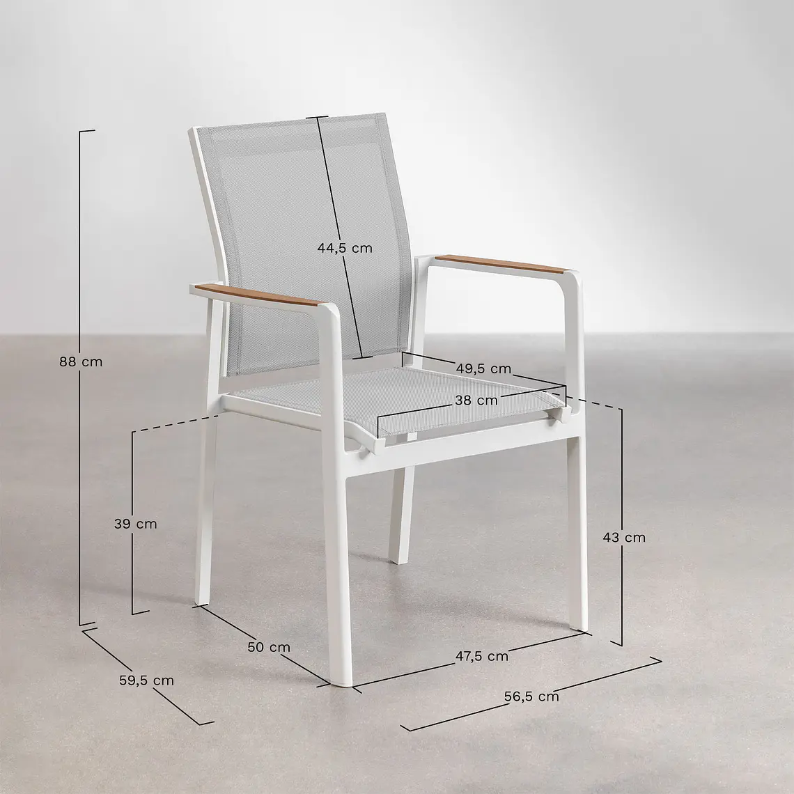 Set de mesa ovalada 260x110 cm en aluminio y madera de teca y 10 sillas de jardín apilables en aluminio Vinena 10