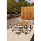 Set de mesa ovalada 260x110 cm en aluminio y madera de teca y 10 sillas de jardín apilables en aluminio Vinena - Miniatura 11