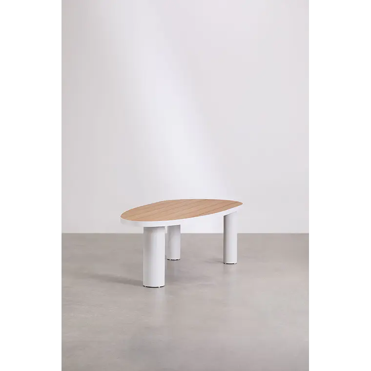 Set de mesa ovalada 260x110 cm en aluminio y madera de teca y 8 sillas de jardín en madera de acacia Dareva 4