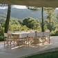 Set de mesa ovalada 260x110 cm en cemento Aurean y 10 sillas de director plegables de jardín en madera de acacia Galina - Miniatura 1