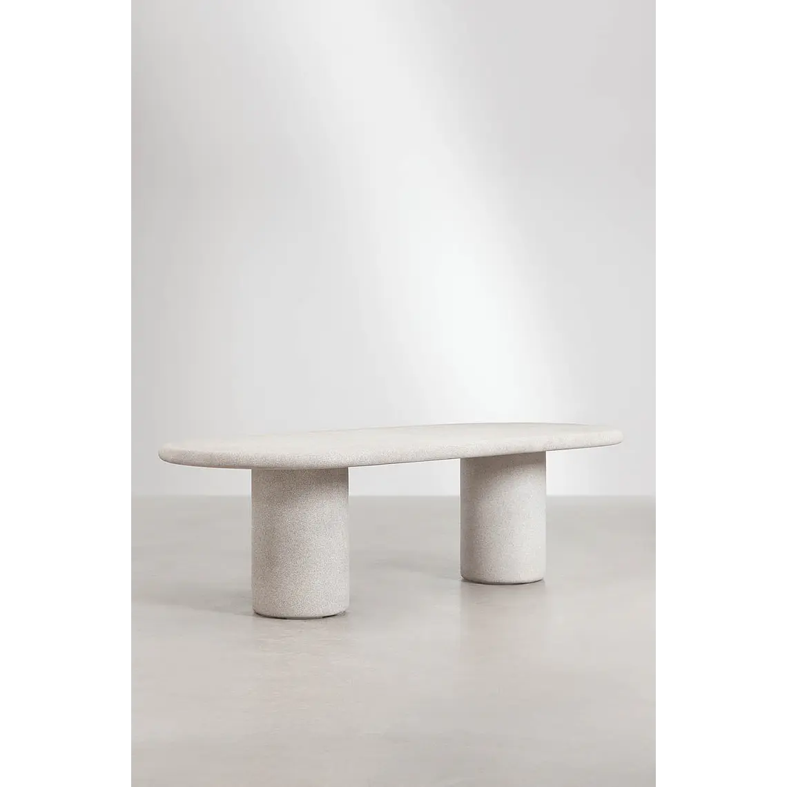 Set de mesa ovalada 260x110 cm en cemento Aurean y 10 sillas de director plegables de jardín en madera de acacia Galina 3