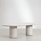 Set de mesa ovalada 260x110 cm en cemento Aurean y 10 sillas de director plegables de jardín en madera de acacia Galina - Miniatura 3