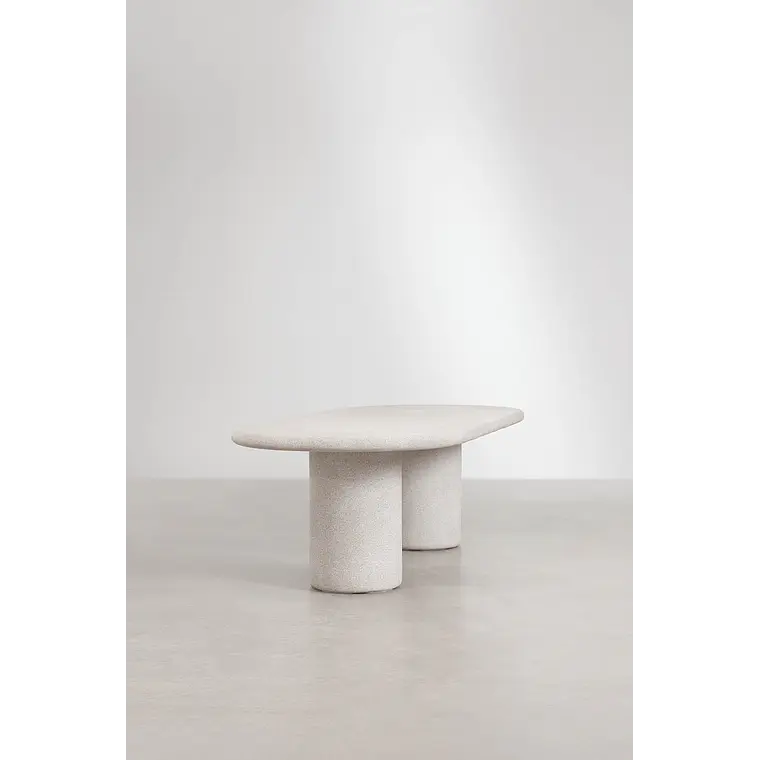 Set de mesa ovalada 260x110 cm en cemento Aurean y 10 sillas de director plegables de jardín en madera de acacia Galina 4