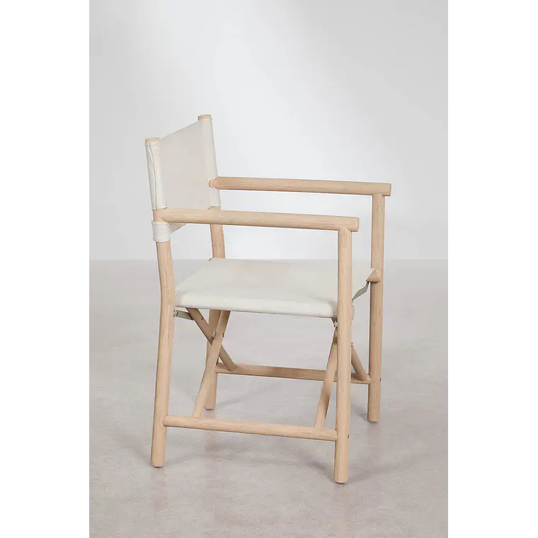 Set de mesa ovalada 260x110 cm en cemento Aurean y 10 sillas de director plegables de jardín en madera de acacia Galina 8