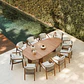 Set de mesa ovalada 260x120 cm en madera de acacia y 10 sillas de jardín en madera de eucalipto Dunena - Miniatura 1