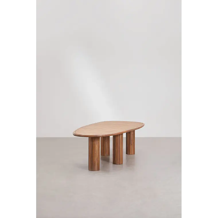 Set de mesa ovalada 260x120 cm en madera de acacia y 10 sillas de jardín en madera de eucalipto Dunena 3