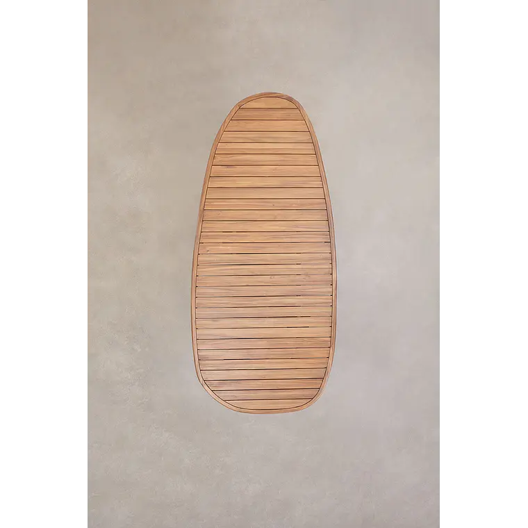 Set de mesa ovalada 260x120 cm en madera de acacia y 10 sillas de jardín en madera de eucalipto Dunena 5