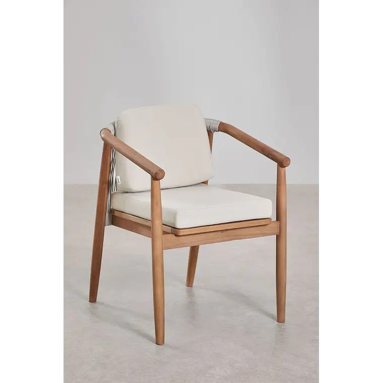 Set de mesa ovalada 260x120 cm en madera de acacia y 10 sillas de jardín en madera de eucalipto Dunena 6