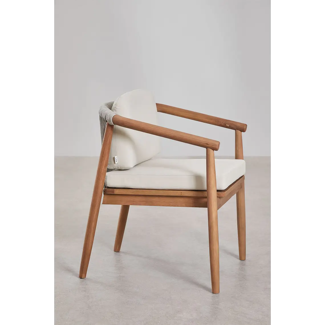 Set de mesa ovalada 260x120 cm en madera de acacia y 10 sillas de jardín en madera de eucalipto Dunena 7