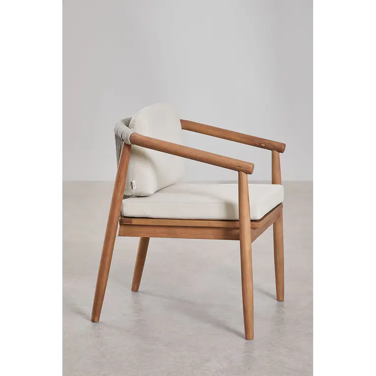 Set de mesa ovalada 260x120 cm en madera de acacia y 10 sillas de jardín en madera de eucalipto Dunena 7