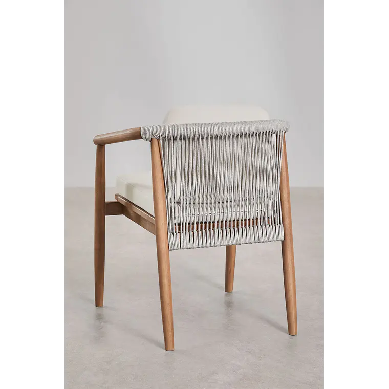 Set de mesa ovalada 260x120 cm en madera de acacia y 10 sillas de jardín en madera de eucalipto Dunena 8