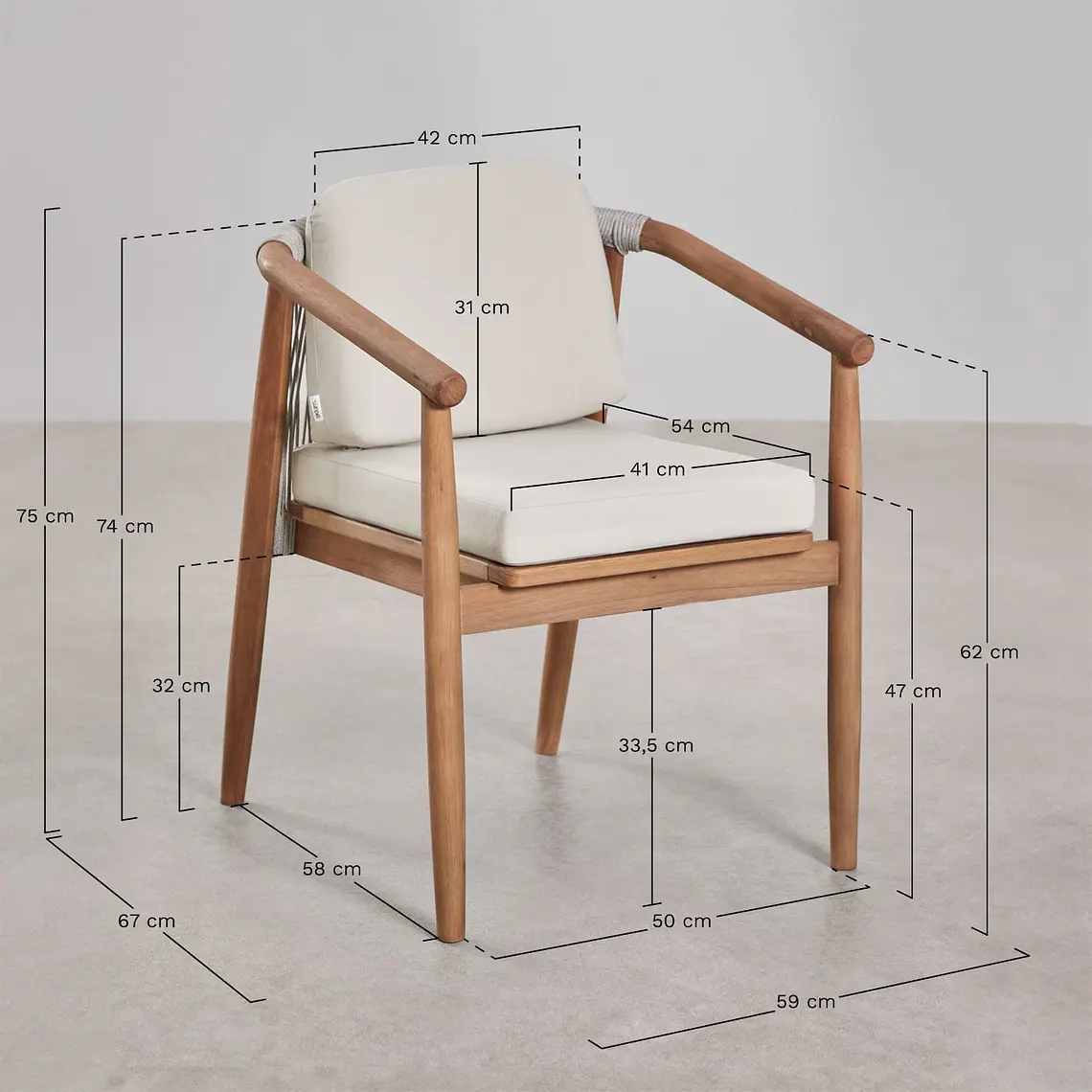 Set de mesa ovalada 260x120 cm en madera de acacia y 10 sillas de jardín en madera de eucalipto Dunena 11
