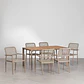 Set de mesa rectangular 160x90 cm en aluminio y madera de teca y 6 sillas apilables en aluminio y cuerda trenzada Elania - Miniatura 2