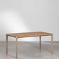 Set de mesa rectangular 160x90 cm en aluminio y madera de teca y 6 sillas apilables en aluminio y cuerda trenzada Elania - Miniatura 3