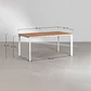 Set de mesa rectangular 160x90 cm en aluminio y madera de teca y 6 sillas apilables en aluminio y cuerda trenzada Elania - Miniatura 10