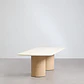 Set de mesa rectangular 230x110 cm y 2 bancos de jardín en cemento y madera de acacia Dorina - Miniatura 3