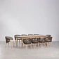 Set de mesa rectangular 250-310x105 cm extensible y 10 sillas de jardín en madera de acacia y cuerda trenzada Falina - Miniatura 3