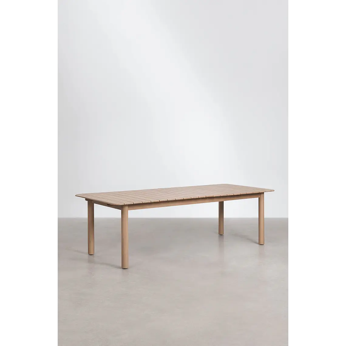 Set de mesa rectangular 250-310x105 cm extensible y 10 sillas de jardín en madera de acacia y cuerda trenzada Falina 4