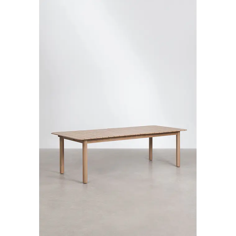 Set de mesa rectangular 250-310x105 cm extensible y 10 sillas de jardín en madera de acacia y cuerda trenzada Falina 4