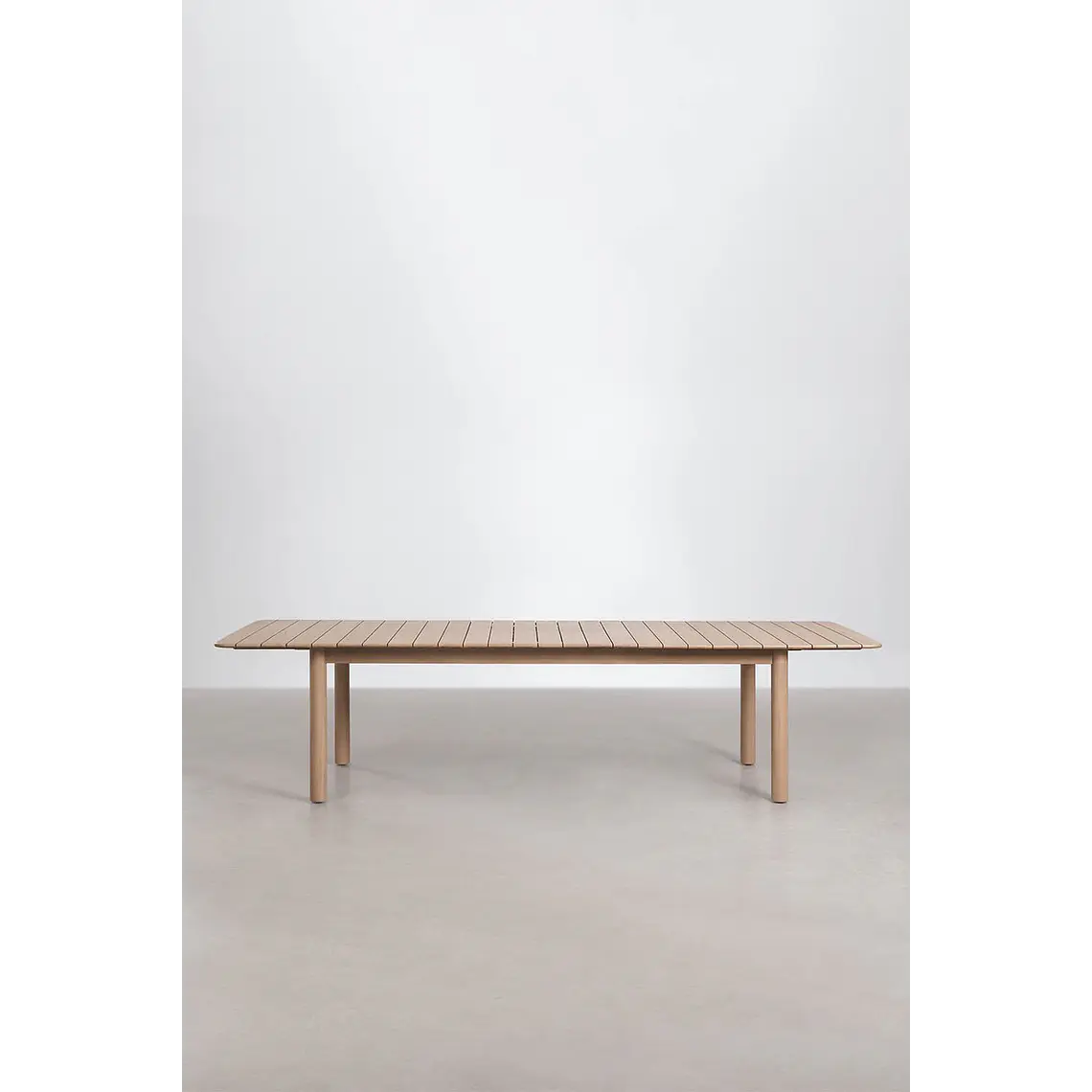 Set de mesa rectangular 250-310x105 cm extensible y 10 sillas de jardín en madera de acacia y cuerda trenzada Falina 5
