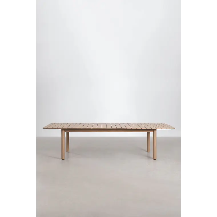 Set de mesa rectangular 250-310x105 cm extensible y 10 sillas de jardín en madera de acacia y cuerda trenzada Falina 5