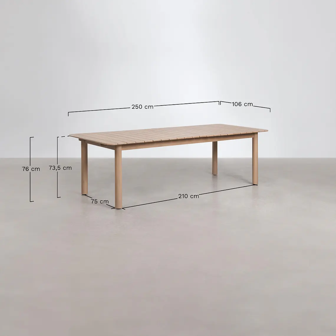 Set de mesa rectangular 250-310x105 cm extensible y 10 sillas de jardín en madera de acacia y cuerda trenzada Falina 11
