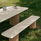 Set de mesa rectangular 270x110 cm y 2 bancos de jardín en cemento y madera de acacia Elvina - Miniatura 2