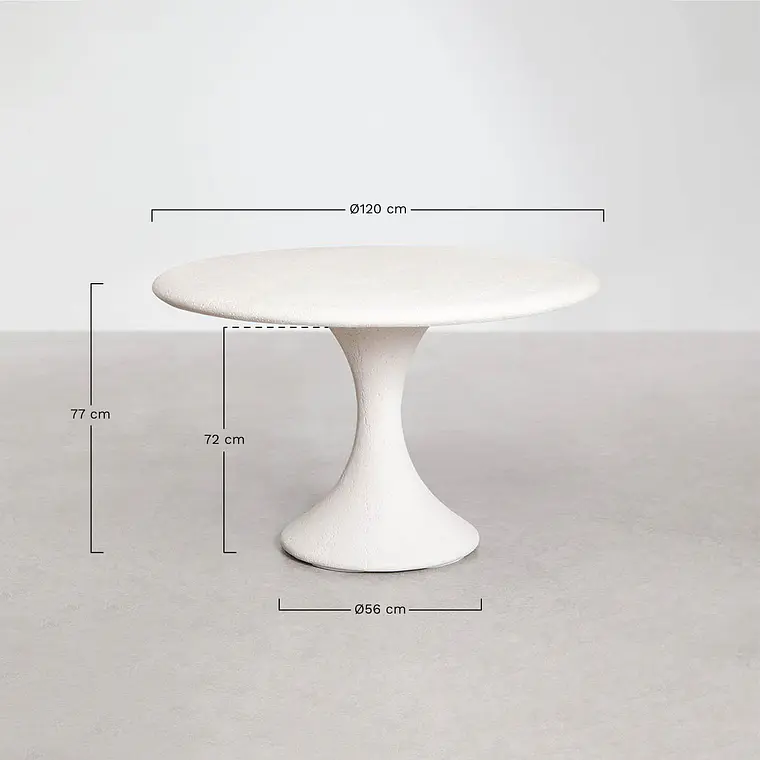 Set de mesa redonda Ø120 cm en cemento Eloria y 6 sillas de jardín en aluminio y cuerda trenzada Damina 11