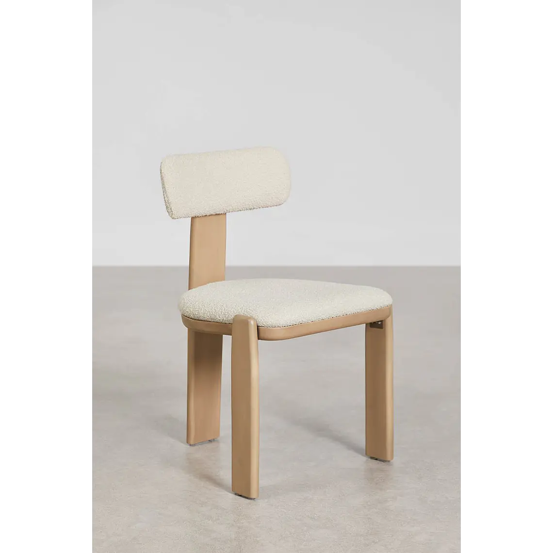 Set de mesa redonda Ø120 cm en cemento Eloria y 6 sillas de jardín en madera de acacia y tela bouclé Celina 7