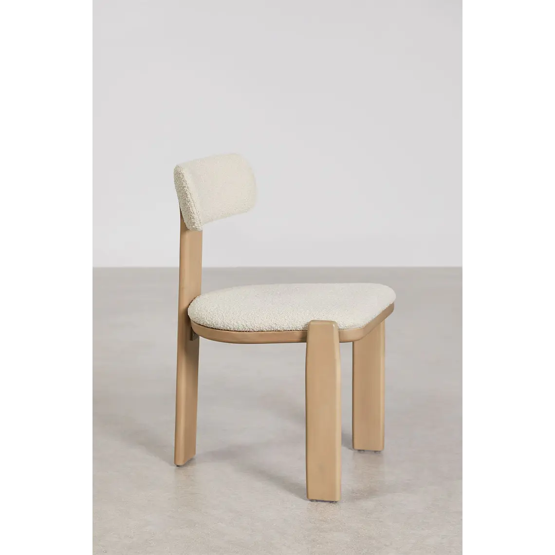Set de mesa redonda Ø120 cm en cemento Eloria y 6 sillas de jardín en madera de acacia y tela bouclé Celina 8