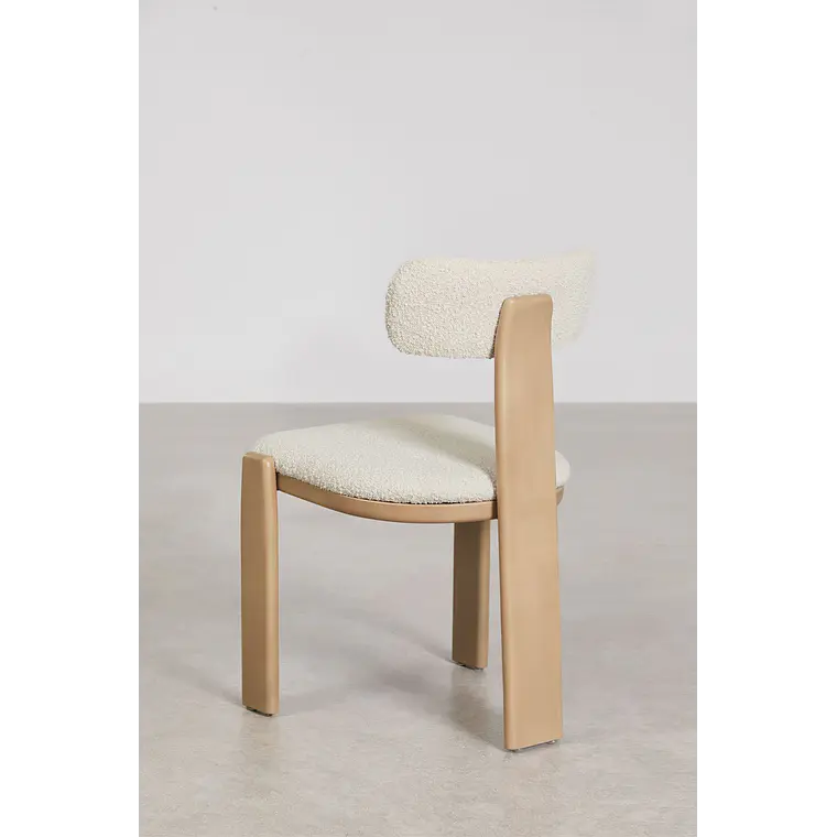 Set de mesa redonda Ø120 cm en cemento Eloria y 6 sillas de jardín en madera de acacia y tela bouclé Celina 9