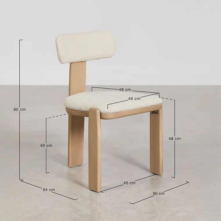 Set de mesa redonda Ø120 cm en cemento Eloria y 6 sillas de jardín en madera de acacia y tela bouclé Celina 12