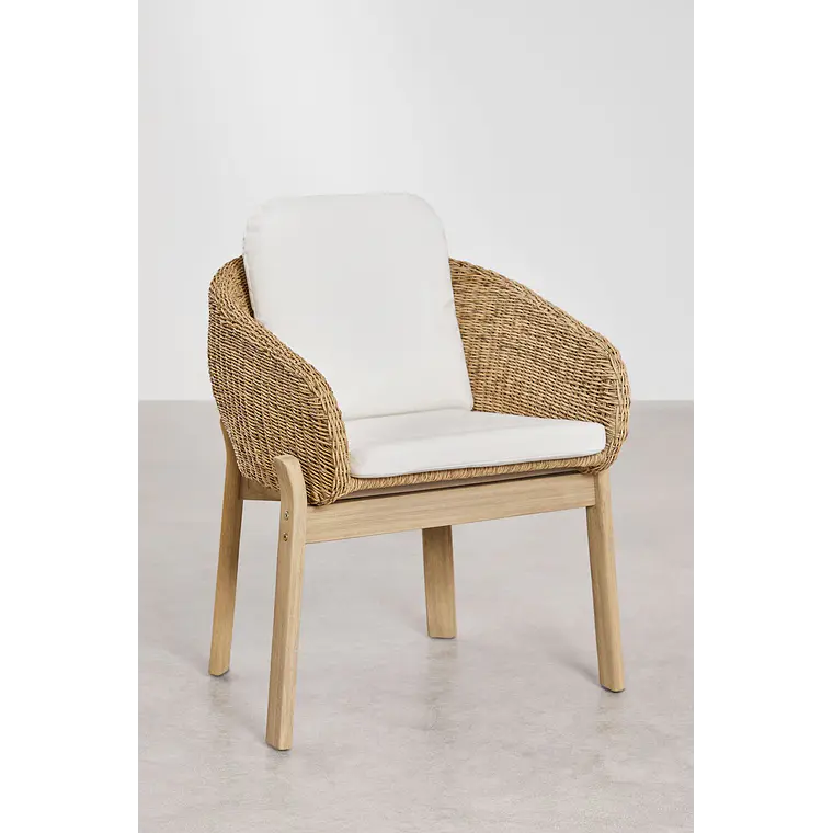Set de mesa redonda Ø120 cm en cemento Namara y 4 sillas de jardín con reposabrazos en madera de acacia Zenora 6