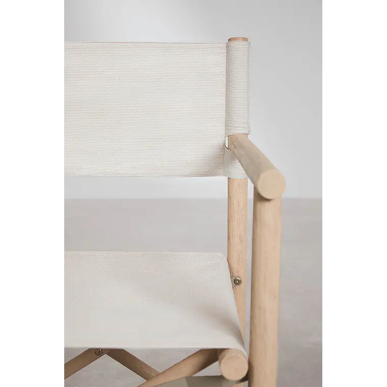 Set de mesa redonda Ø120 cm en cemento y 6 sillas de director plegables de jardín en madera de acacia Elanira 10