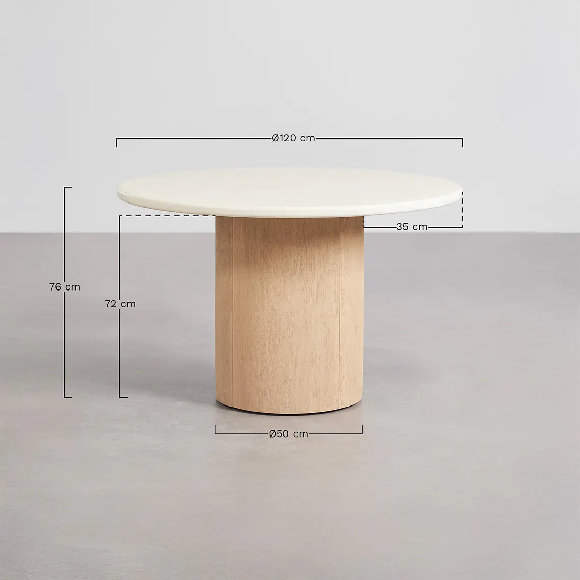 Set de mesa redonda Ø120 cm en cemento y 6 sillas de director plegables de jardín en madera de acacia Elanira 12