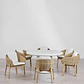 Set de mesa redonda Ø140 cm en cemento Namara y 6 sillas de jardín en madera de acacia Brenora - Miniatura 1