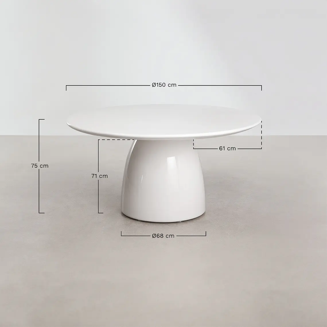 Set de mesa redonda Ø150 cm en cemento Numira y 8 sillas de jardín en madera de acacia Benira 11