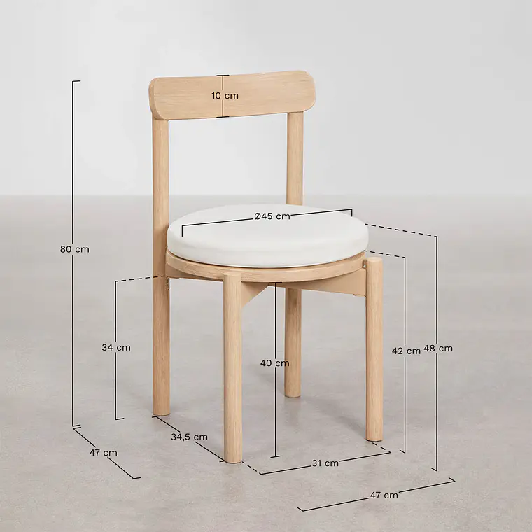 Set de mesa redonda Ø150 cm en cemento Numira y 8 sillas de jardín en madera de acacia Benira 12
