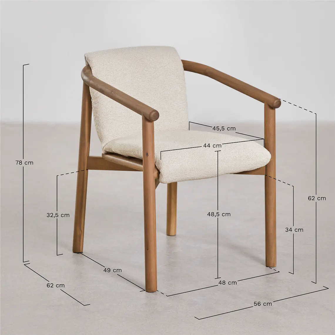 Silla de jardín con reposabrazos en madera de acacia Darena 9