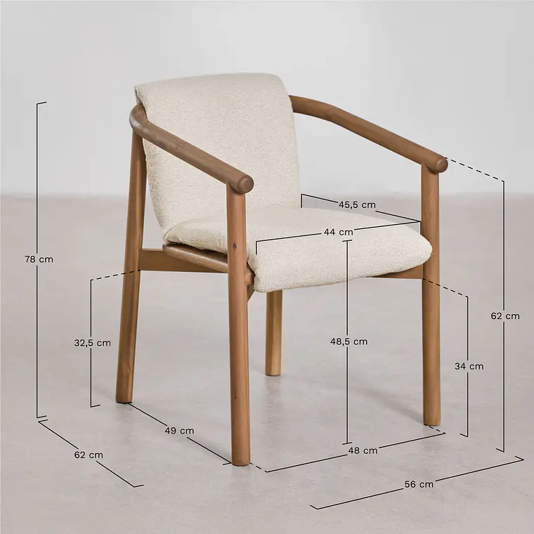 Silla de jardín con reposabrazos en madera de acacia Darena 9
