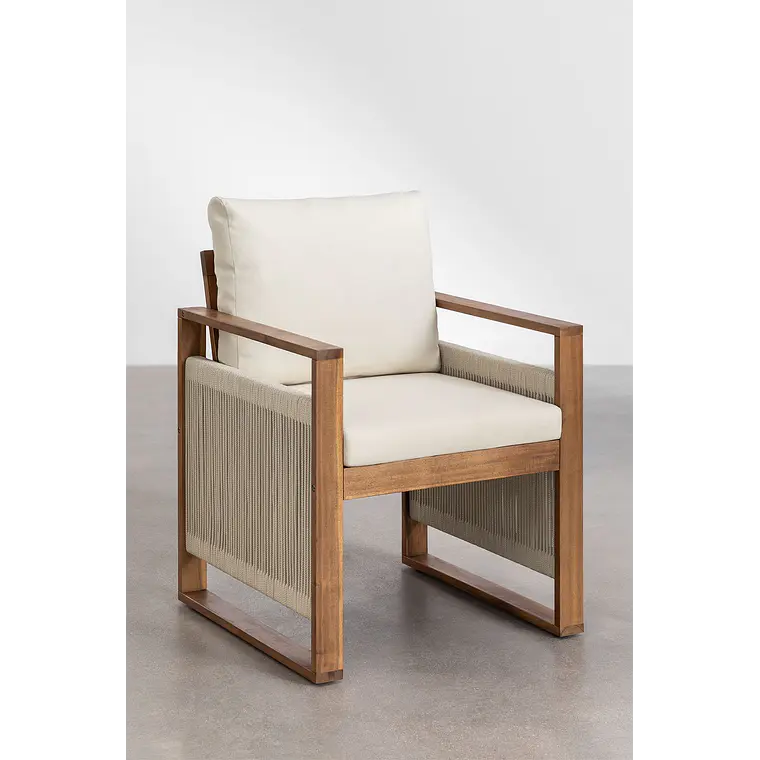 Silla de jardín con reposabrazos en madera de acacia Peria 4