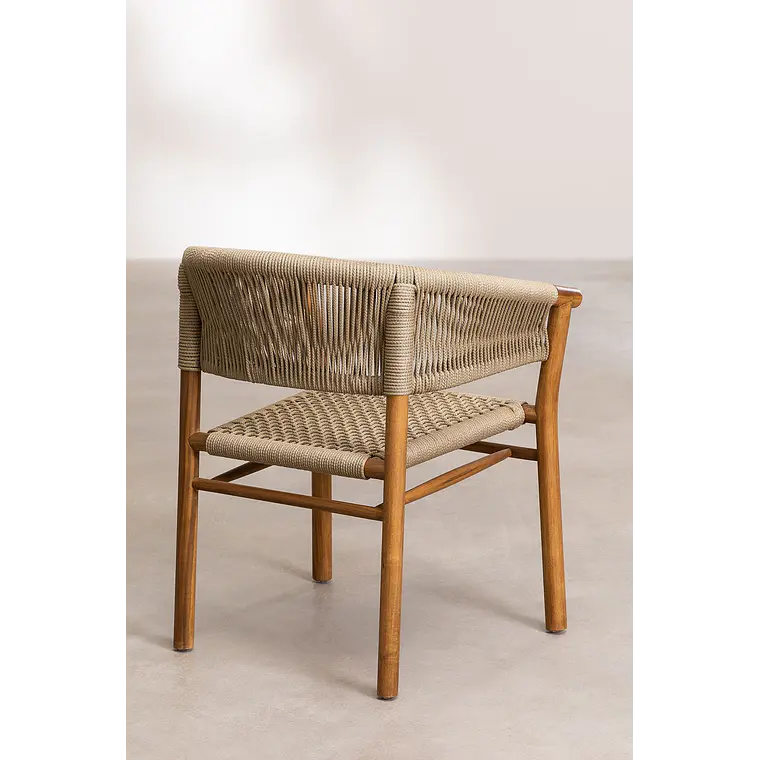 Silla de jardín con reposabrazos en madera de acacia y cuerda trenzada Fala 5