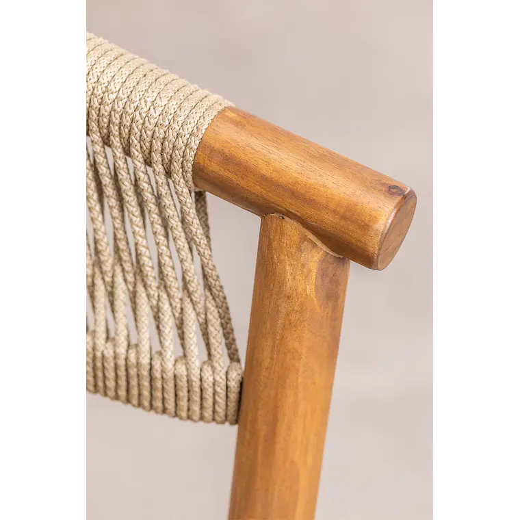 Silla de jardín con reposabrazos en madera de acacia y cuerda trenzada Fala 6