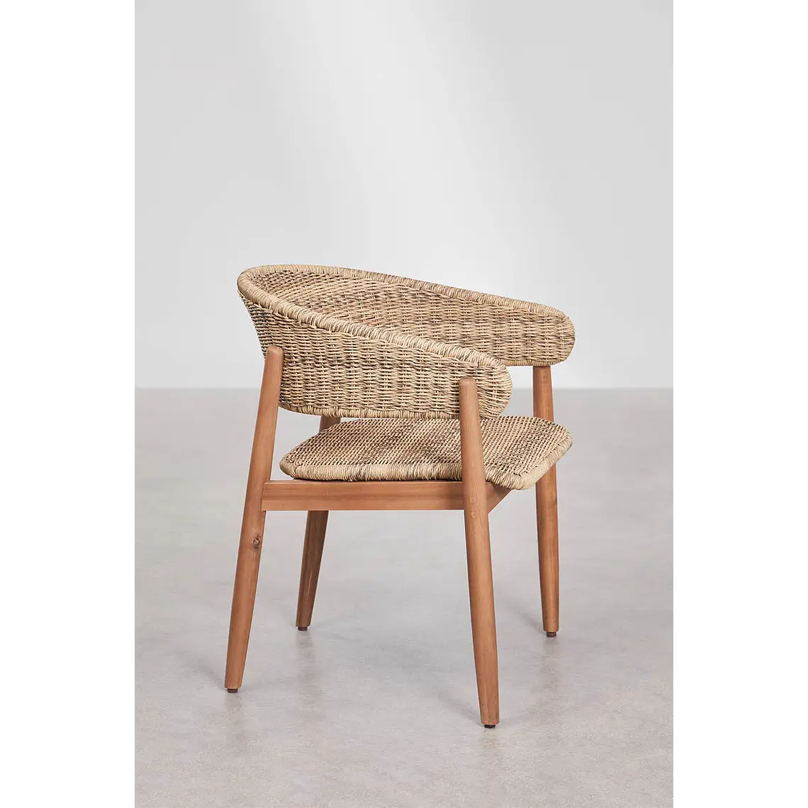 Silla de jardín con reposabrazos en madera de acacia y ratán sintético Arenova 5