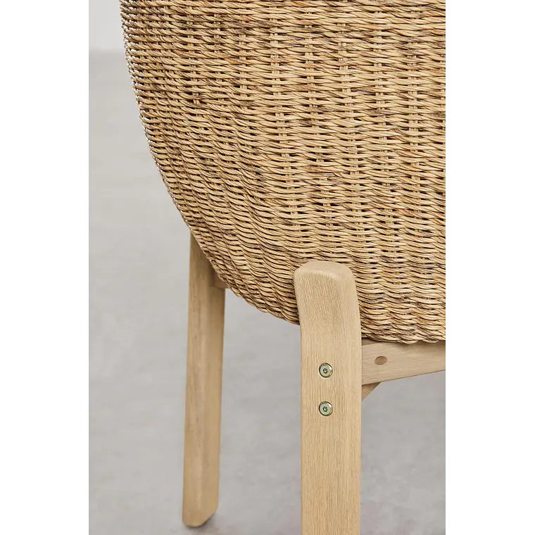 Silla de jardín con reposabrazos en madera de acacia y ratán sintético Kelena 8