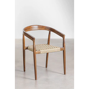 Silla de jardín con reposabrazos en madera de teca Tora